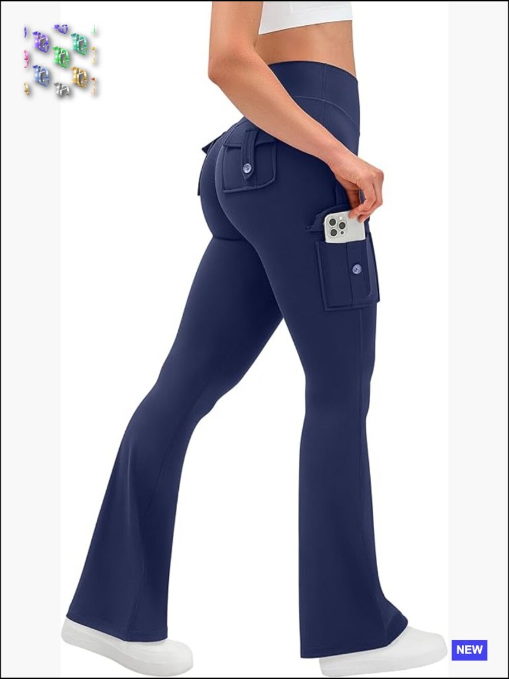 High Waist Yoga Flare Leggings with Cargo Pockets Scrunch Butt Lifting Tummy